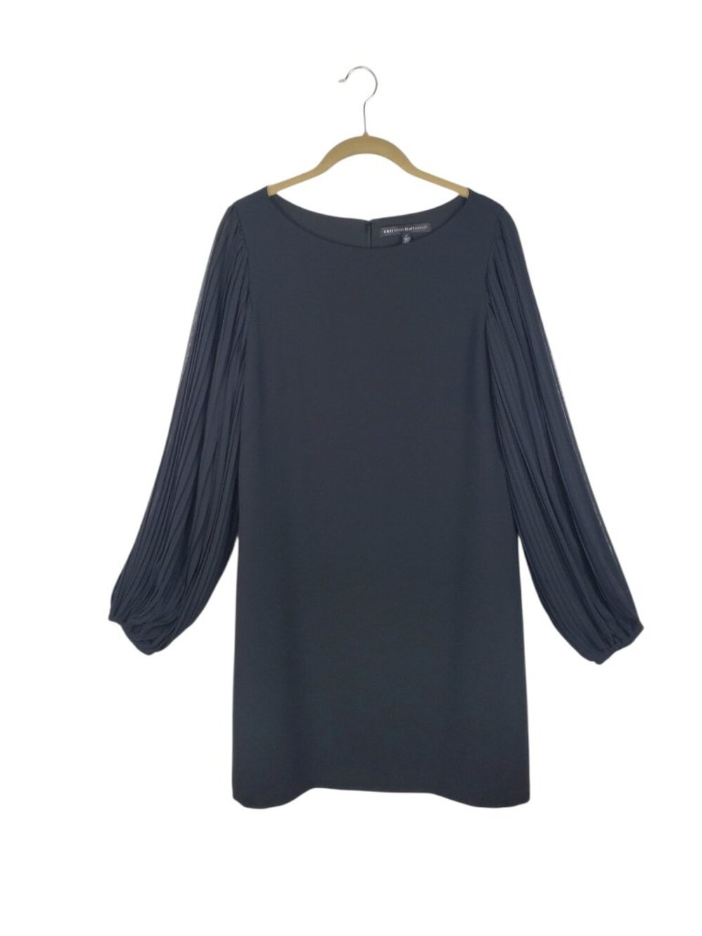 White House Black Market Chiffon Balloon Sleeve Shift Dress Black Short Womens 8